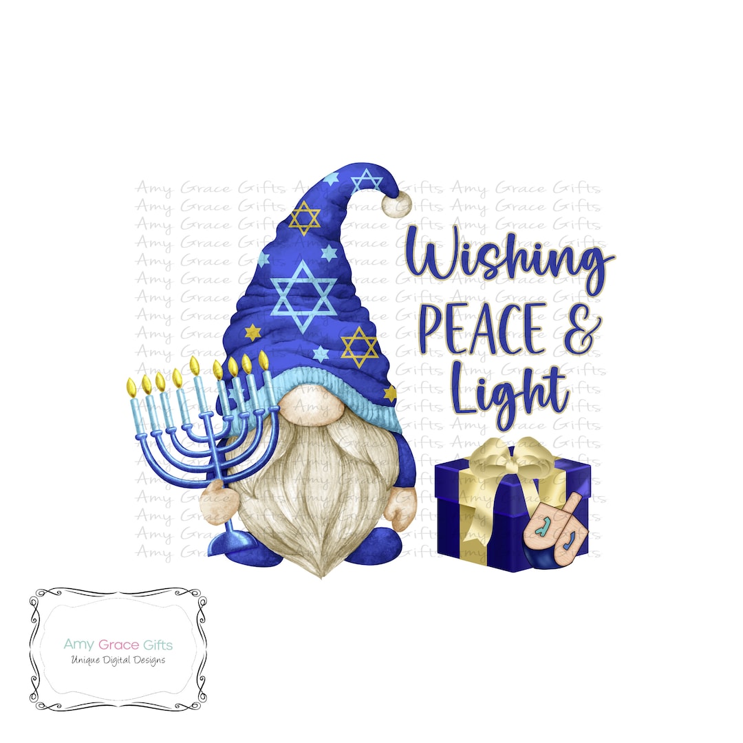 Gnome Hanukkah Menorah Clipart Digital Design Sublimation Etsy