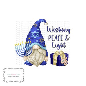 Gnome Hanoucca Menorah, Clipart, conception numérique, sublimation, PNG, téléchargement immédiat, art imprimable