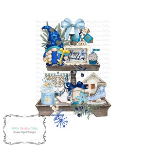 Design hivernal de Hanoucca sur le plateau, sublimation, PNG, téléchargement immédiat, oeuvre d'art imprimable