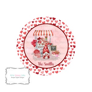 Valentijnswinkel marktkabouter, ornamentlabel, rond bord, digitaal ontwerp, direct downloaden, afdrukbare kunst, sublimatie, png