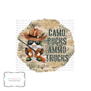 Hunter Gnome Camo Bucks Ammo Trucks, Digitales Design, Vatertag, Sublimation, PNG