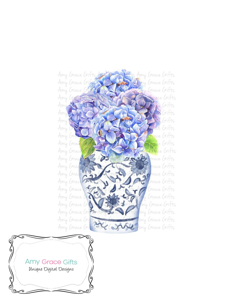 Hand Embroidery Kit - Blue Hydrangeas in Ginger Jar