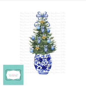 Chinoiserie kerstboom gemberpot - Clipart, Instant Download, Afdrukbare kunst, Sublimatie, PNG