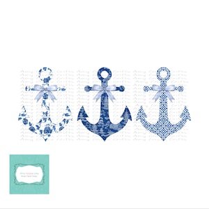 Chinoiserie Anchor Summer Coastal, clipart, instant download, afdrukbare kunst, sublimatie, png
