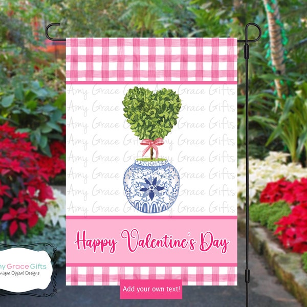 Ginger Jar Valentine Chinoiserie Garden Flag, Conception numérique, Sublimation, PNG