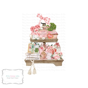 Plateau à plusieurs niveaux pour la fête des mères, conception numérique, clipart, PNG