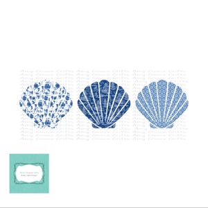 Trío de conchas chinoiserie, verano costero, clipart, descarga instantánea, arte imprimible, sublimación, PNG