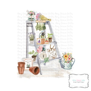 Gartenleiter Blumen Kräuter, Muttertag, Sublimation, PNG, Sofort Download, printable Art