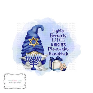 Gnome Menorah de Hanoucca, Clipart, conception numérique, sublimation, PNG, téléchargement immédiat, oeuvre d'art imprimable