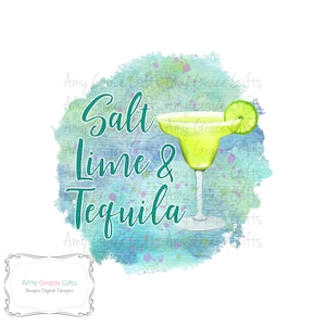Margarita Salt Lime & Tequila, Digital Design, Clipart, Sublimation, PNG, Instant Download, Printable Art
