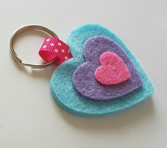 Felt heart keyring felt heart keychain felt heart heart Etsy