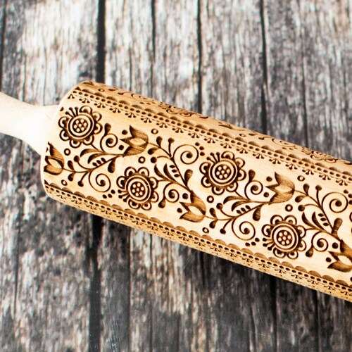 Embossing Rolling Pin Swedish Dala Horse Cookies Decorating Etsy