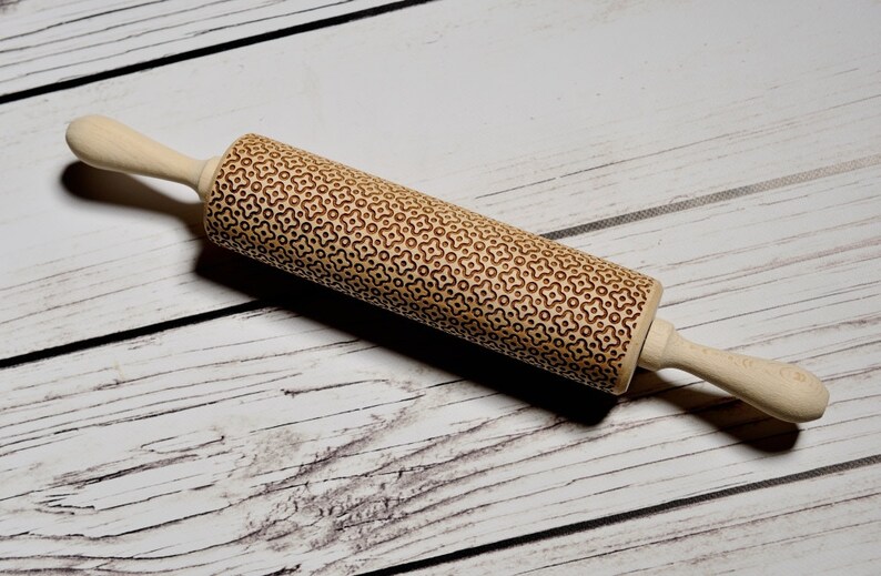 Embossing rolling pin Oriental pattern, Cookies decorating roller, Laser engraved rolling pin image 5