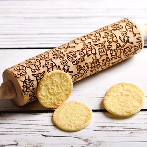 Pokémon Embossing rolling pin, Cookies decorating roller, Laser engraved rolling pin image 5