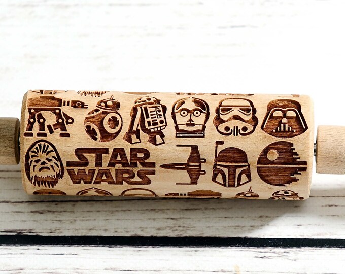 Star Wars - Mini Rolling Pin, Embossing rolling pin, Laser engraved rolling pin, Cookies decorating roller