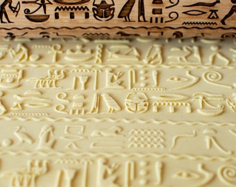 EGYPT HIEROGLYPHS EMBOSSING ROLLING PIN Laser Engraved Rolling Pin