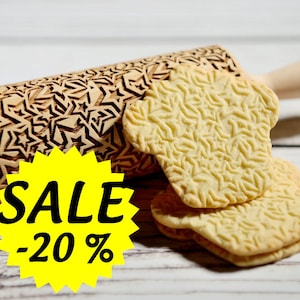 Embossing rolling pin - Crazy stars, Cookies decorating roller, Laser engraved rolling pin