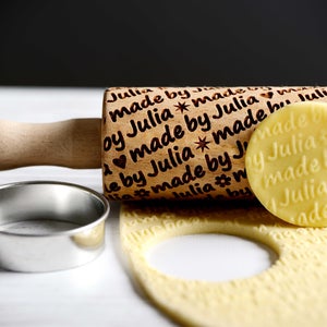 Personalized mini rolling pin, laser engraved rolling pin with name, personalized wedding gift, custom name