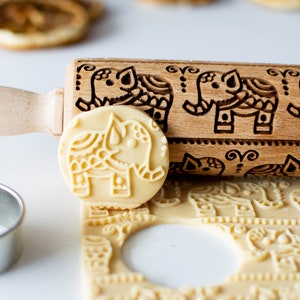 Mehndi Indian Henna Tattoo - Mini Rolling Pin, Embossing rolling pin, Laser engraved rolling pin, Cookies decorating roller