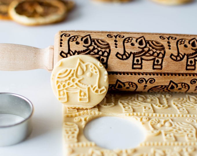Mehndi Indian Henna Tattoo - Mini Rolling Pin, Embossing rolling pin, Laser engraved rolling pin, Cookies decorating roller