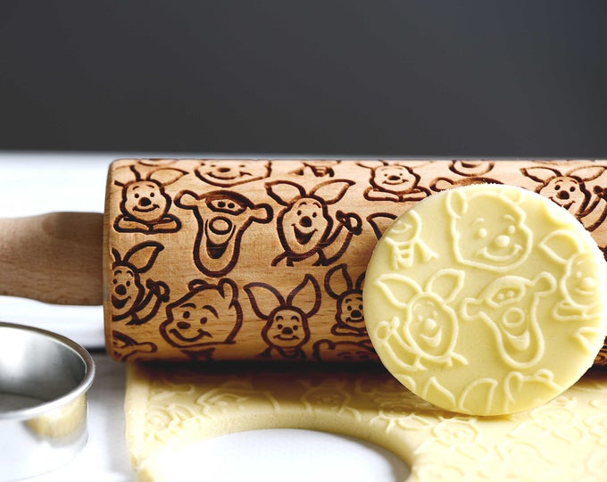Winnie the Pooh & Friends - Mini Rolling Pin, Embossing rolling pin, Laser engraved rolling pin, Cookies decorating roller