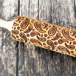Paisley Embossing Rolling Pin – Laser Engraved Cookie Roller