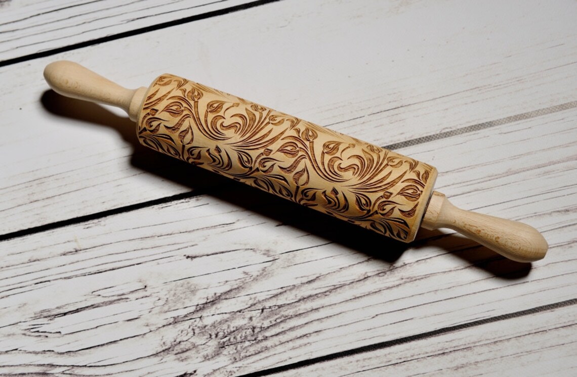 Embossing Rolling Pin Flowers Tulips Pattern Cookies Etsy