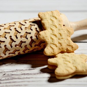 Embossing rolling pin, laser engraved rolling pin - Dogs pattern