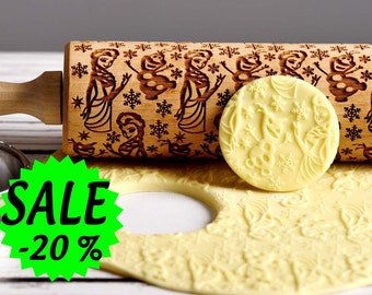 Die Eiskönigin (Frozen) Prägung Rolling Pin - Lasergravierte Keksdekorationsrolle