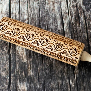 Pakistani Truck Art Pattern - Embossing rolling pin, Cookies decorating roller, Laser engraved rolling pin