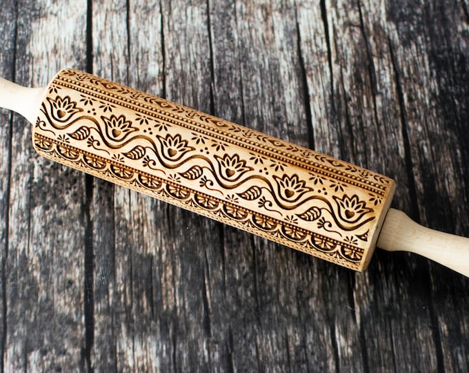 Pakistani Truck Art Pattern - Embossing rolling pin, Cookies decorating roller, Laser engraved rolling pin