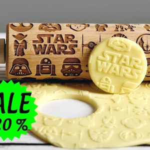 Star Wars - Embossing rolling pin, Cookies decorating roller, Laser engraved rolling pin