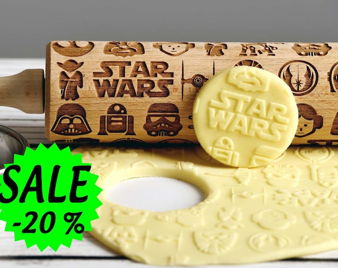 Star Wars - Embossing rolling pin, Cookies decorating roller, Laser engraved rolling pin