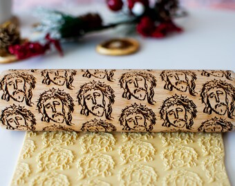 Jesus - Embossing rolling pin, Cookies decorating roller, Laser engraved rolling pin