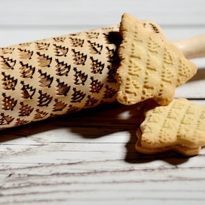 Christmas tree - Embossing rolling pin, Cookies decorating roller, Laser engraved rolling pin