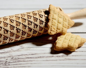 Christmas tree - Embossing rolling pin, Cookies decorating roller, Laser engraved rolling pin