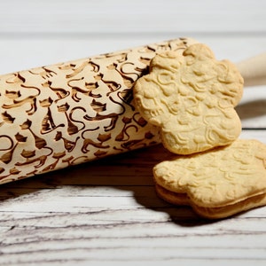 Sweet Cats Embossing Rolling Pin - Laser Engraved Cookie Roller
