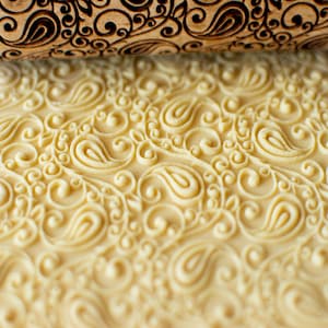 Paisley Pattern - Mini Rolling Pin, Embossing rolling pin, Laser engraved rolling pin, Cookies decorating roller