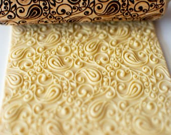 Paisley Pattern - Mini Rolling Pin, Embossing rolling pin, Laser engraved rolling pin, Cookies decorating roller