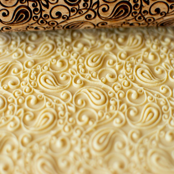Paisley Embossing Rolling Pin - Laser Engraved Cookie Roller