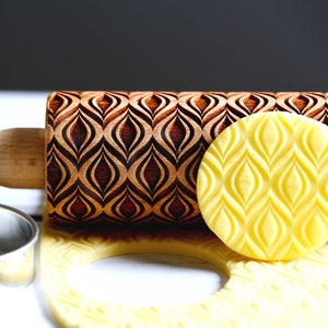Leaves - Mini Rolling Pin, Embossing rolling pin, Laser engraved rolling pin, Cookies decorating roller