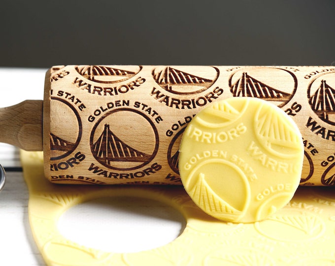 Golden State Warriors, Basketball - Embossing rolling pin, Cookies decorating roller, Laser engraved rolling pin