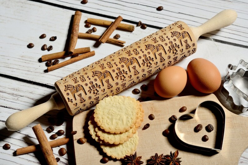 Embossing Rolling Pin Swedish Dala Horse Cookies Decorating Etsy