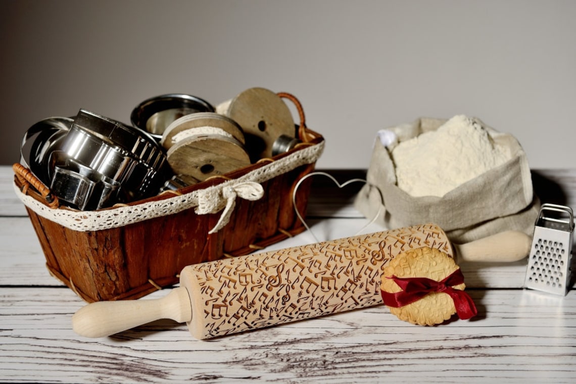 Embossing Rolling Pin - Musical Notes Pattern, Cookies Decorating ...