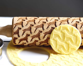 American PitBull Terrier - Embossing rolling pin, Cookies decorating roller, Laser engraved rolling pin