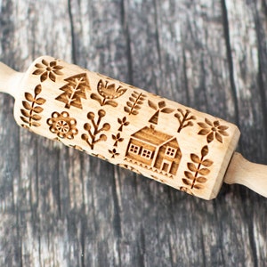 Nordic Folk - Mini Rouleau à pâtisserie, rouleau à pâtisserie Embossing, rouleau à pâtisserie gravé au laser, rouleau à pâtisserie de décoration de biscuits
