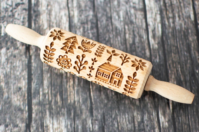 Scandinavian Nordic Folk Mini Rolling Pin Embossing Rolling Etsy