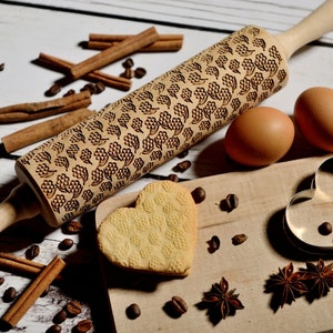 Embossing rolling pin Wild flowers, Cookies decorating roller, Laser engraved rolling pin image 3