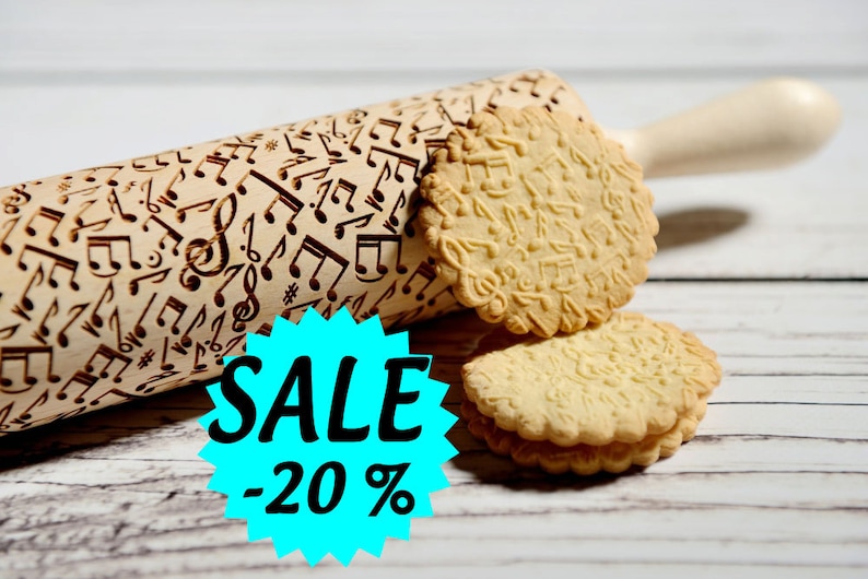 Embossing Rolling Pin - Musical Notes Pattern, Cookies Decorating ...
