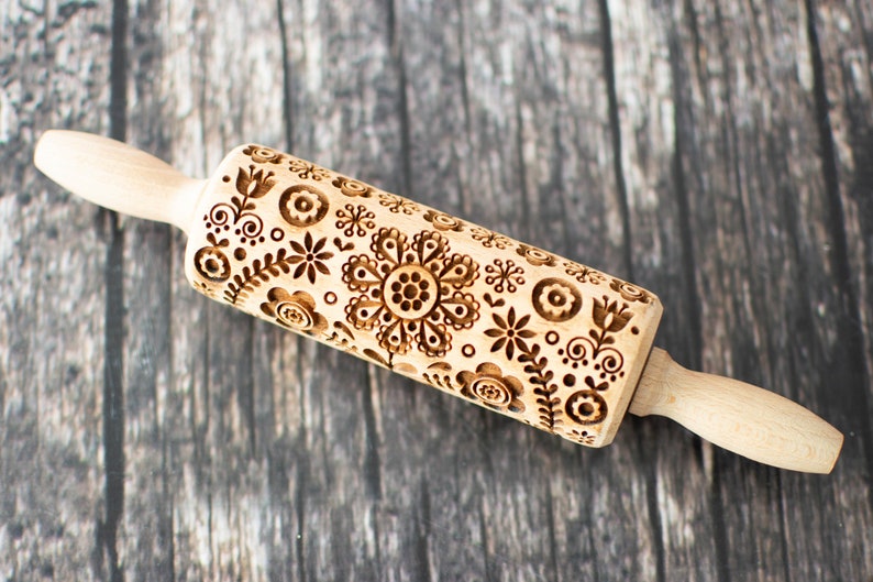 Scandinavian folk Mini Rolling Pin Embossing rolling pin Etsy